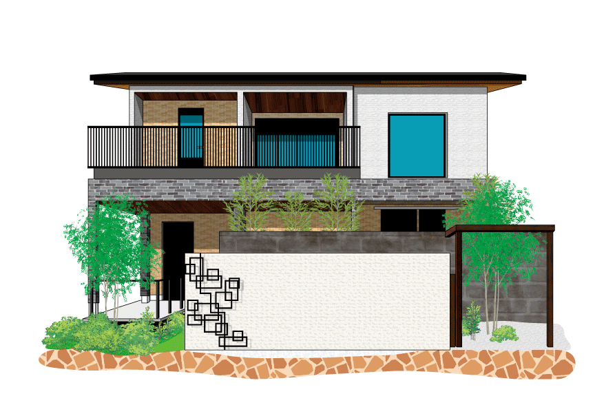 住宅完成イメージイラスト2 イラスト制作 パース画 チョークアートの パレット イラスト制作会社 山口県岩国市